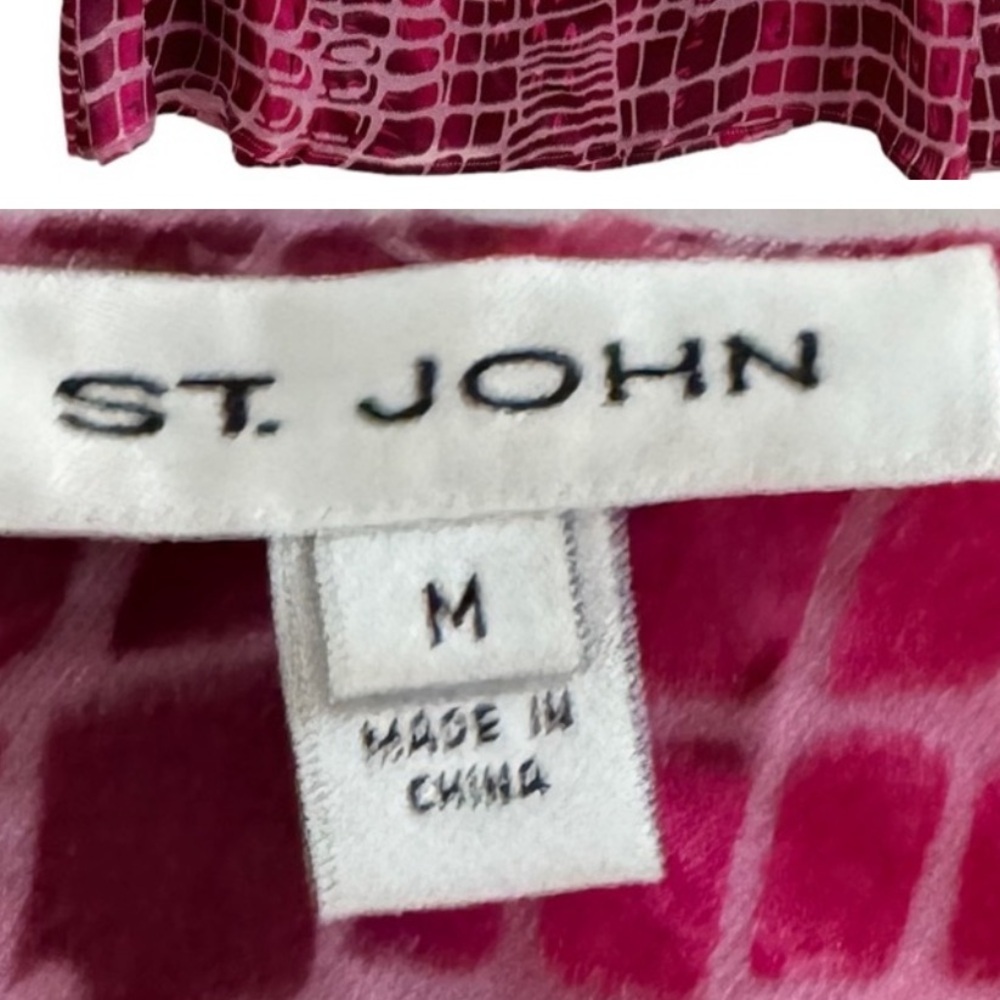 St. John Magenta Croc-Print Silk Tank - Picture 7 of 7